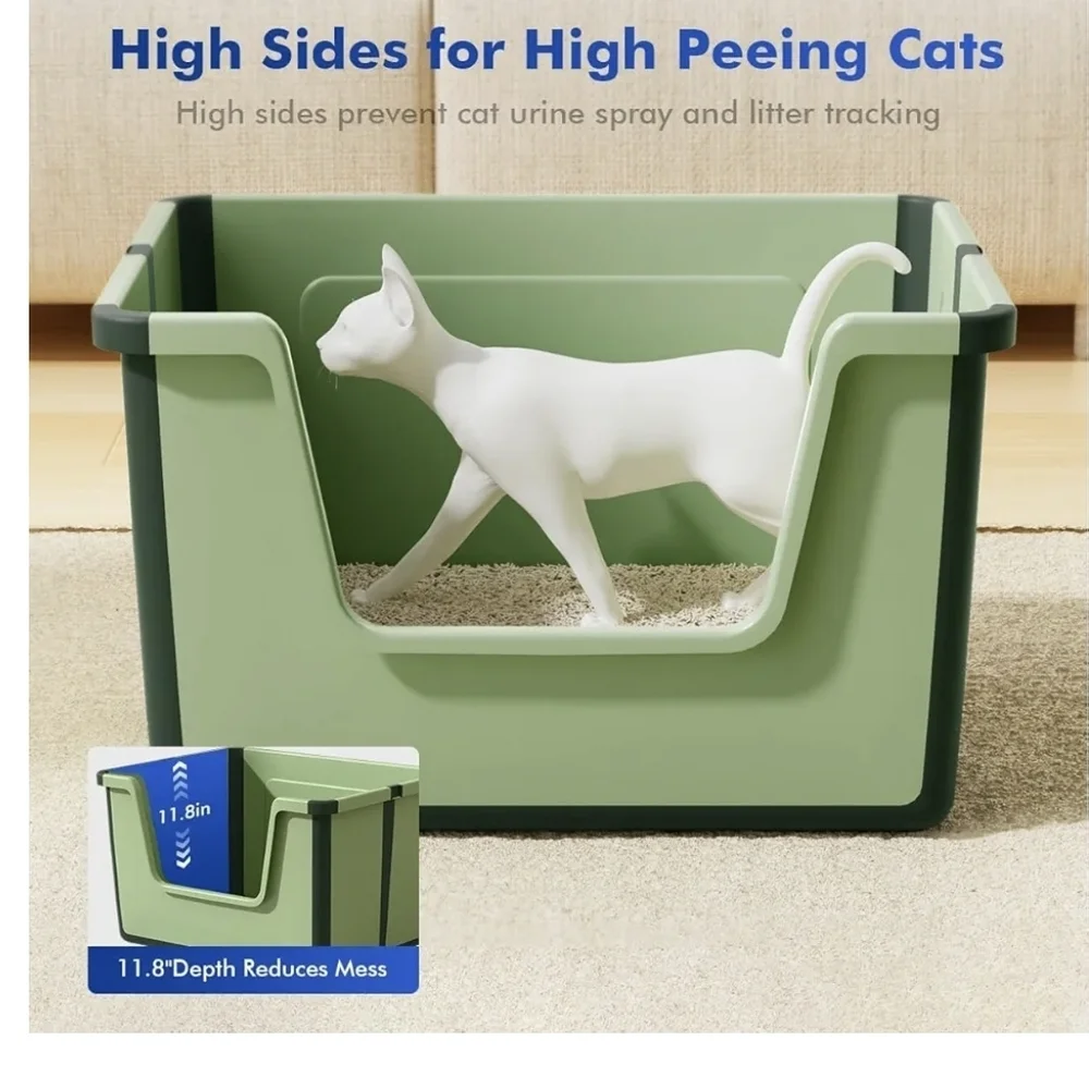 Cat Litter Box Green Foldable Open Top Portable For Travel - Picture 3 of 6